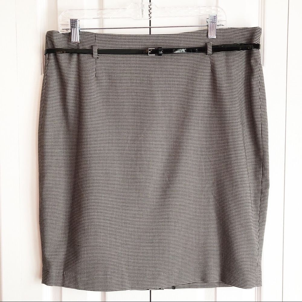 Alain Manoukian Black & White Houndstooth Print Skirt 14